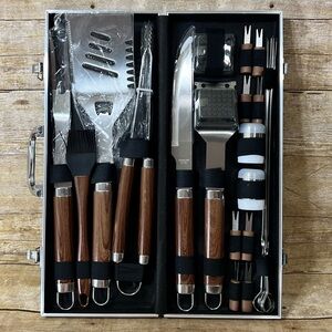 POLIGO Barbecue Tool Set Stainless Steel BBQ Grill Utensils Aluminum Case NEW